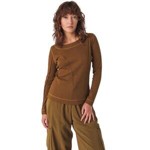 NWT SKFK Olive Green Brown Kimera Long Sleeve Ribbed T-Shirt Size 6 Reg. $69